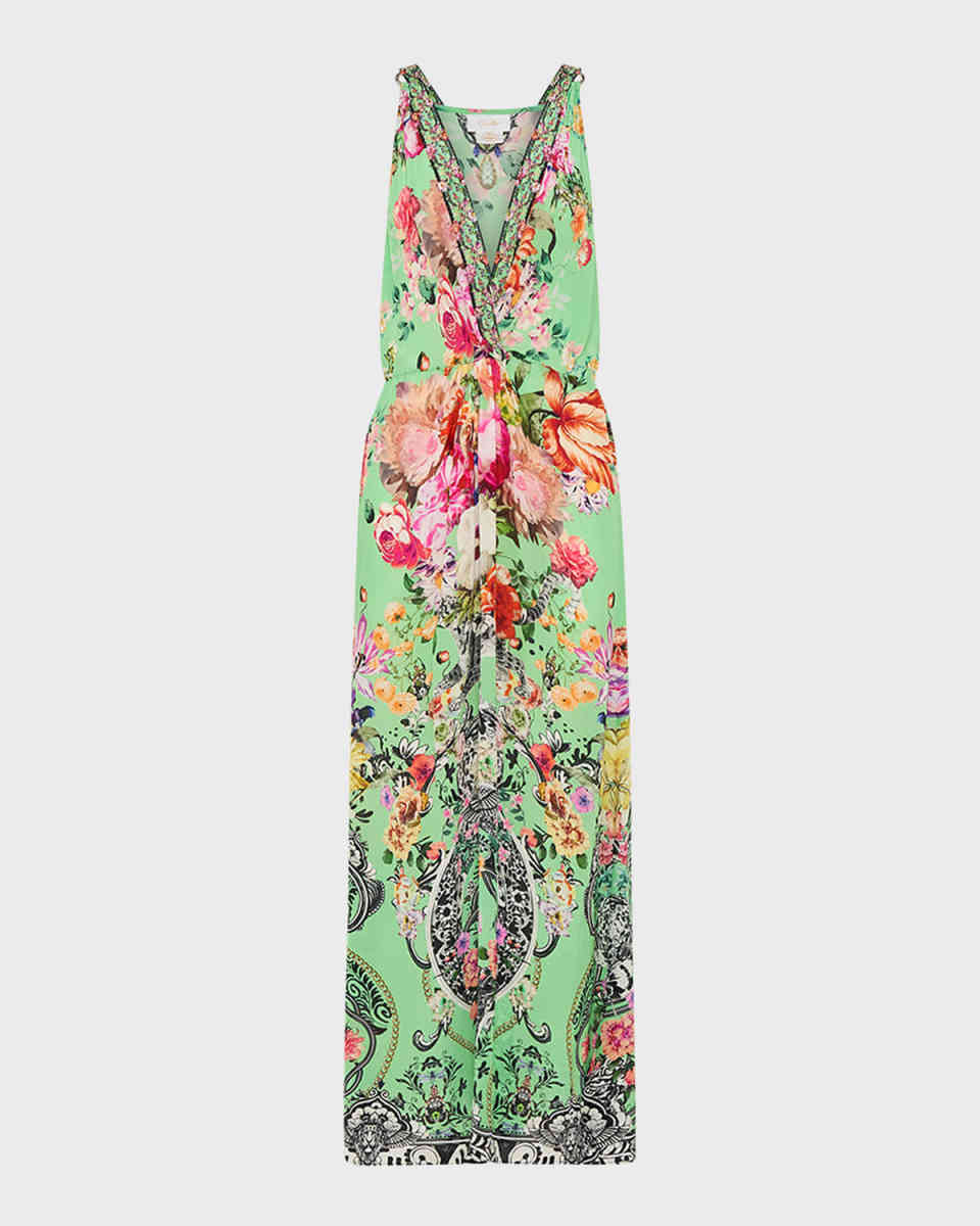Porcelain Dream Twist-Front Maxi Dress